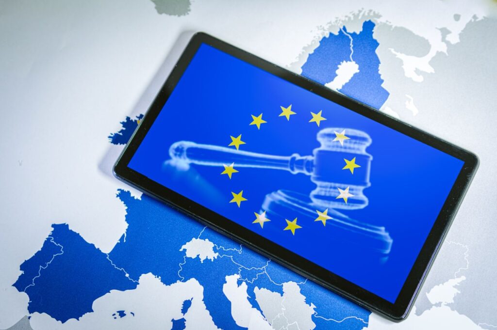 europese vlag die de AI act uitbeeld